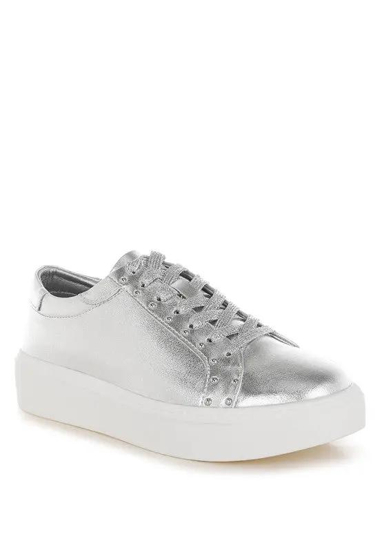 Cincinati Metallic Pleather Chunky Sneakers for Comfort - Love Salve
